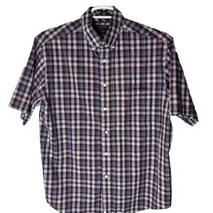 Roundtree & Yorke Travel Smart Shirt Mens Large Plaid Button Down